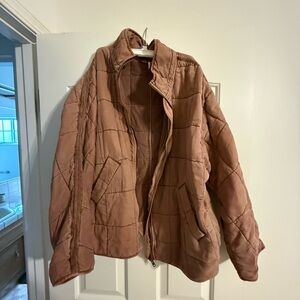 Free People Quilted Jacket in mauve pink color